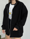 Siyah 3 iplik Rahat Kalıp Kapuşonlu Sweatshirt