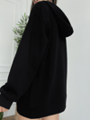 Siyah 3 iplik Rahat Kalıp Kapuşonlu Sweatshirt