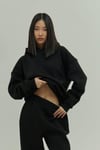 Siyah Oversize Kapuşonlu Kadın sweatshirt