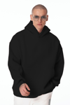 Siyah Unisex Bol Kalıp Hoodie