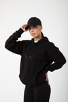 Siyah Unisex Rahat Kalıp Kapuşonlu Hoodie
