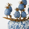 Mavi Beyaz Ananas Ağacı Çatlatma Porselen Obje