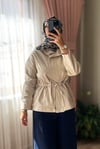DIŞ GİYİMBel Büzgü Detaylı Kot Krem Kot Çeket