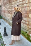 DIŞ GİYİMKahverengi Şişme Uzun Kadın Mont