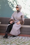 DIŞ GİYİMKol Ucu Kütklü Bej Kaşe Mont