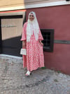 ELBİSEKırmızı Çiçek Desenli Beyaz Elbise