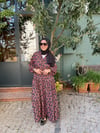 ELBİSEKırmızı Çiçek Desenli Bordo Elbise