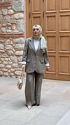 TAKIMArkası Çift Yırtmaçlı Modal Haki Takım