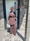 TAKIMİpek Kupra Çeketli Kahverengi Takım