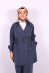 TAKIMİpek Kupra Çeketli Mavi Takım