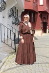 TAKIMMango Kumaşlı Etekli Kahverengi Takım