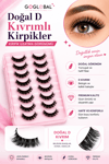10 Çift D Kıvrım Takma Kirpik Seti | Doğal Hacimli Bütün Kirpik 10-16 mm | Hafif ve Tekrar Kullanılabilir