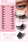 10 Çift Doğal Takma Kirpik Seti | Hafif Bütün Kirpik 3-8 mm | Günlük Kullanım Tekrar Kullanılabilir