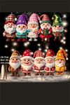 10'lu Ahşap Noel Cüce Süs Seti | 2D Düz Baskı Renkli Asma Dekorları / Ev & Parti & Hediye Etiketi