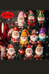 10'lu Ahşap Noel Cüce Süs Seti | 2D Düz Baskı Renkli Asma Dekorları / Ev & Parti & Hediye Etiketi