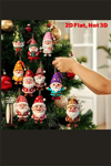 10'lu Ahşap Noel Cüce Süs Seti | 2D Düz Baskı Renkli Asma Dekorları / Ev & Parti & Hediye Etiketi