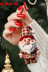 10'lu Ahşap Noel Cüce Süs Seti | 2D Düz Baskı Renkli Asma Dekorları / Ev & Parti & Hediye Etiketi