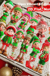 12'li Ahşap Elf Noel Ağacı Süs Seti | 2D Düz Baskı Renkli Asma Dekorları / Ev & Parti Dekoru