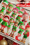 12'li Ahşap Elf Noel Ağacı Süs Seti | 2D Düz Baskı Renkli Asma Dekorları / Ev & Parti Dekoru