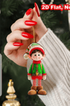 12'li Ahşap Elf Noel Ağacı Süs Seti | 2D Düz Baskı Renkli Asma Dekorları / Ev & Parti Dekoru