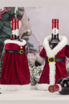 2 Adet Noel Temalı Kırmızı Şarap Çantası | Noel Elbisesi Şişe Kapağı & Etek Şarap Şişesi Süsleme Seti | Dekoratif Kırmızı Şarap Kapakları