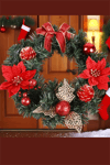 30 cm Kırmızı Altın Noel Kapı Çelengi | Çam Kozalı ve Poinsettia Çiçekli Şömine & Duvar Dekoru
