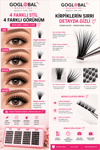 4 Farklı Stil Cluster Takma Kirpik Seti D Curl 9-16 mm Mix AIR AURA NOVA MUSE Bond & Seal Cımbız Fırça