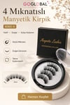 4 Mıknatıslı Manyetik Takma Kirpik | Yapıştırıcısız Doğal Görünüm | Tekrar Kullanılabilir | Suya ve Tere Dayanıklı | 3 Çift