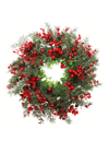 45 cm (17.71 inç) Festive Yapay Noel Çelengi – Çam Yaprakları ve Kırmızı Meyveler | Klasik Duvar & Kapı Süsü | Elektrik Gerektirmez | Ev ve Parti Dekoru için İdeal