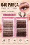 640 Parça Doğal Kahverengi Küme Kirpik | 30D 50D 60D 80D D Curl | Evde Takma Kirpik Seti | 9-16 mm