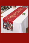 Ekstra Uzun Noel Masa Örtüsü | Bordo / Altın / Yeşil / Gri / Kahverengi Seçenekli Polyester Yılbaşı Sofra Dekoru (1 Adet)