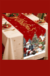 Ekstra Uzun Noel Masa Örtüsü | Bordo / Altın / Yeşil / Gri / Kahverengi Seçenekli Polyester Yılbaşı Sofra Dekoru (1 Adet)
