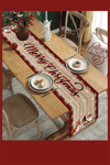 Noel Masa Örtüsü 35x180 cm | Kırmızı Yeşil Cüce ve Kar Taneli Desen | Dayanıklı Polyester Yılbaşı Masa Dekoru