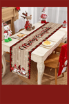 Noel Masa Örtüsü 35x180 cm | Kırmızı Yeşil Cüce ve Kar Taneli Desen | Dayanıklı Polyester Yılbaşı Masa Dekoru
