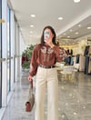 GÖMLEKModa MTİŞLMLGMLKKHVKRM5000İşlemeli Gömlek Kahve Krem