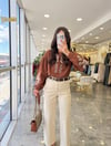 GÖMLEKModa MTİŞLMLGMLKKHVKRM5000İşlemeli Gömlek Kahve Krem