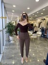 BLUZModa MTOMZDKLTBLZKHVRNG1000Omuz Dekolte Bluz Kahverengi