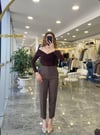 BLUZModa MTOMZDKLTBLZKHVRNG1000Omuz Dekolte Bluz Kahverengi
