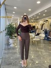 BLUZModa MTOMZDKLTBLZKHVRNG1000Omuz Dekolte Bluz Kahverengi
