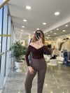 BLUZModa MTOMZDKLTBLZKHVRNG1000Omuz Dekolte Bluz Kahverengi