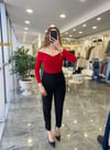 BLUZModa MTOMZDKLTBLZ1000Omuz Dekolte Bluz Kırmızı