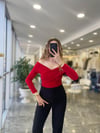 BLUZModa MTOMZDKLTBLZ1000Omuz Dekolte Bluz Kırmızı