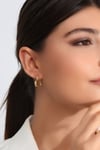 Kadın 925 Ayar Gümüş Altın Kaplama Kalp Küpe