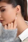 Kadın 925 Ayar Gümüş Altın Kaplama Üçgen Model Zirkon Taşlı Küpe
