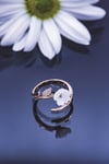 Kadın 925 Ayar Gümüş Rose Gold Kaplama Manolya Taşlı Yüzük