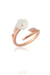 Kadın 925 Ayar Gümüş Rose Gold Kaplama Manolya Taşlı Yüzük