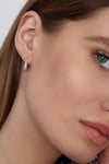 Kadın 925 Ayar Zirkon Taşlı Oval Küpe