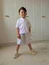  Beyaz Çizgili Erkek Çocuk Şort Takım
