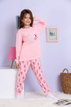 Balerin  Desenli Pijama Takımı Pembe