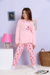 Balerin  Desenli Pijama Takımı Pembe